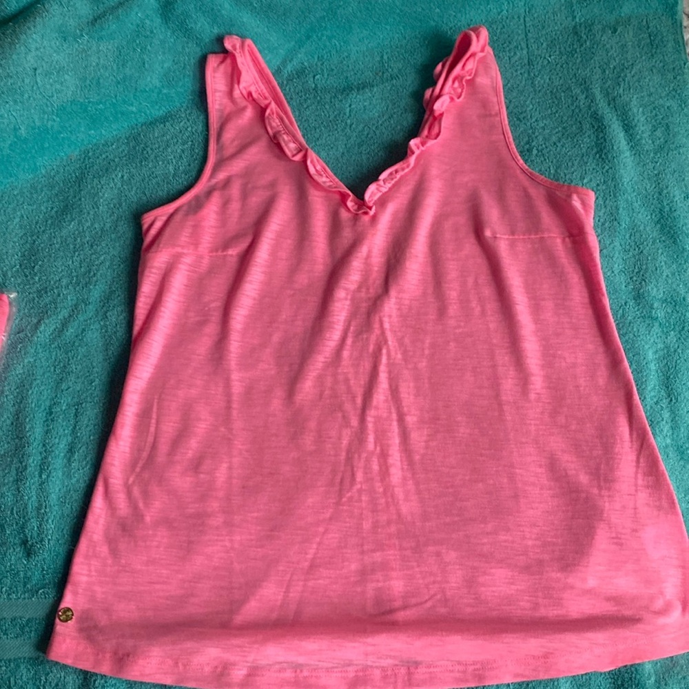 NWT. Lilly Pulitzer Gigi RuffleTop size S Pink Shandy